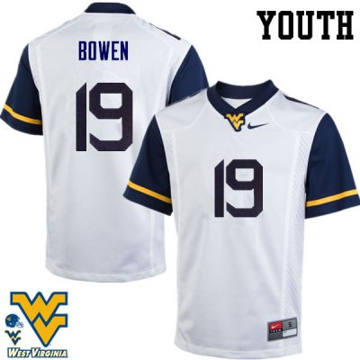 Youth West Virginia Mountaineers NCAA #19 Druw Bowen White Authentic Nike Stitched College Football Jersey RH15Q78RJ